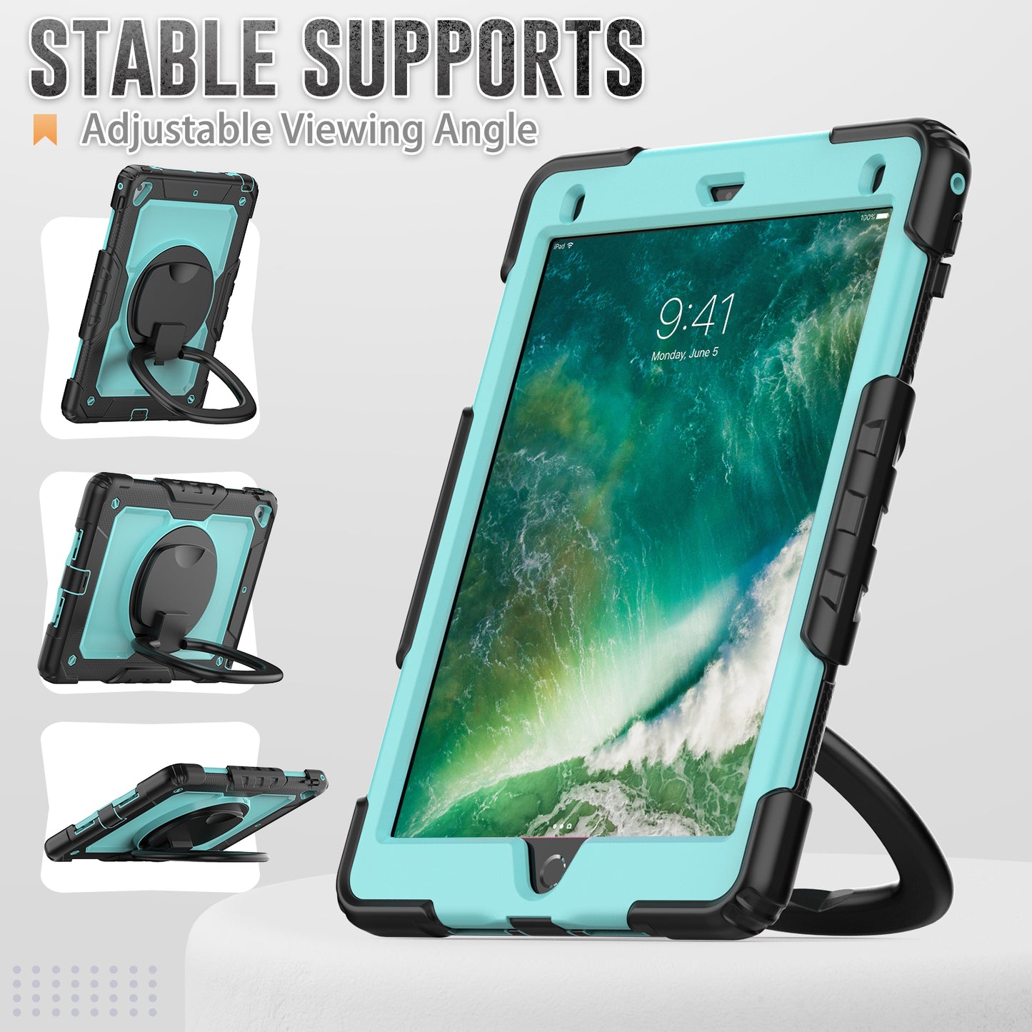 Tough Handle Grip Hook Apple iPad Air 1 Case Rotatable