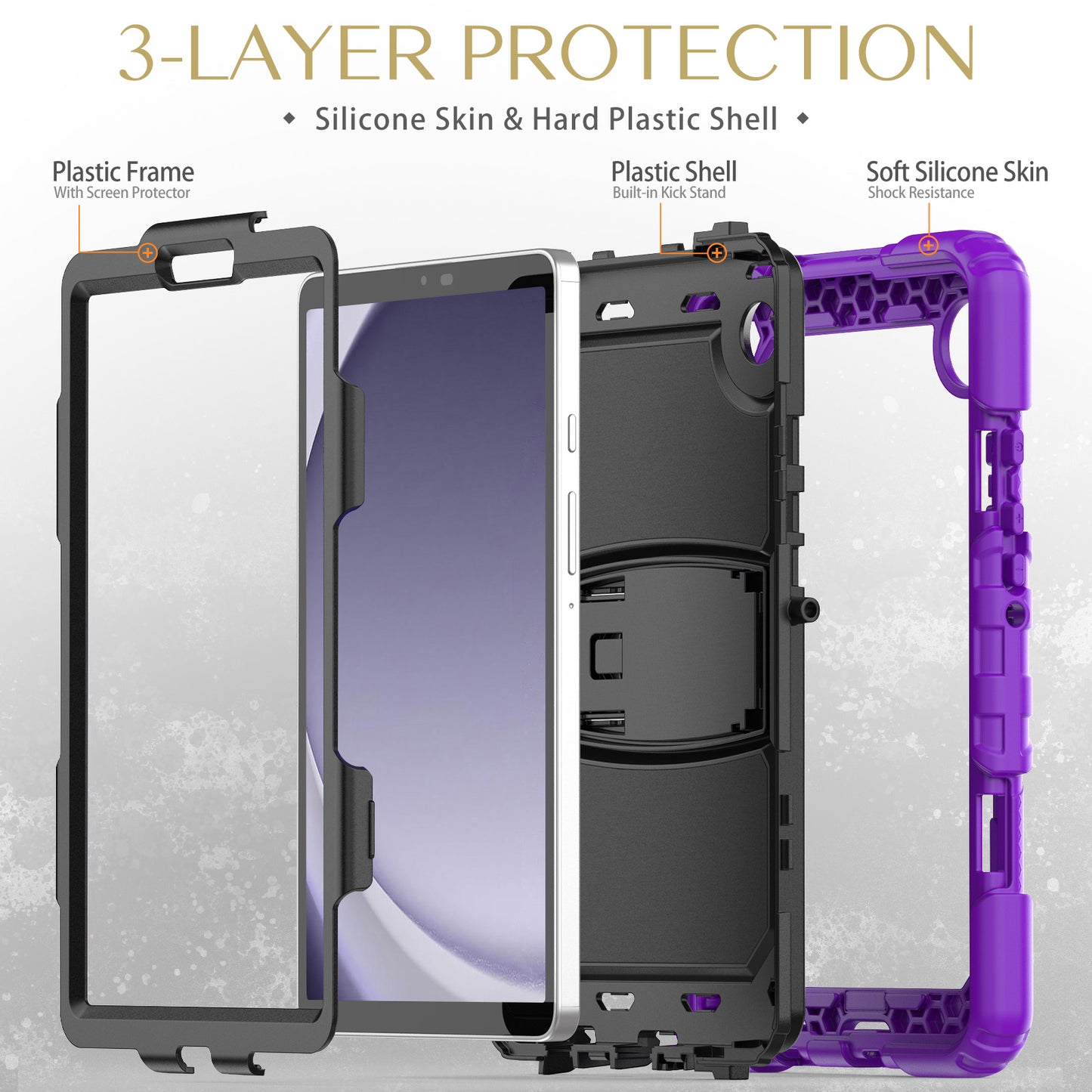 Kickstand Built-in Screen Protector Galaxy Tab A9 Case Shoulder Strap