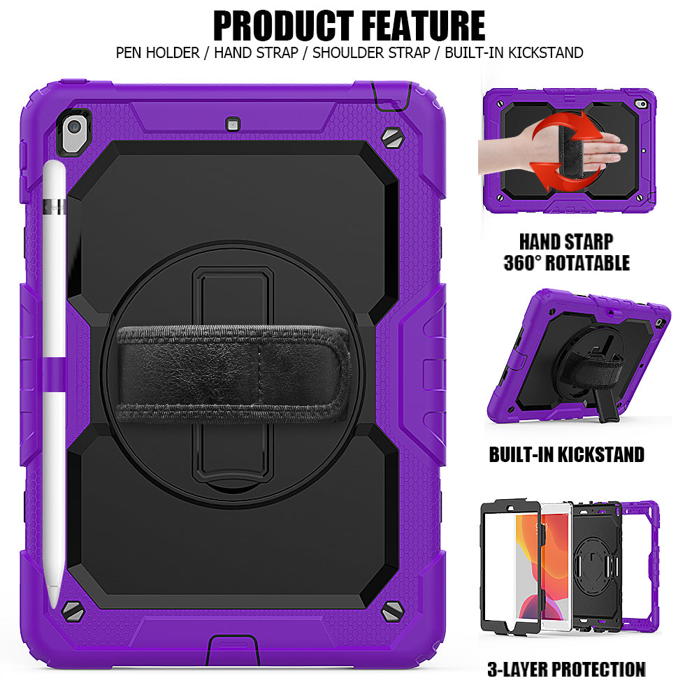 Tough Strap Built-in Screen Protector iPad 7 Case Multi-functional