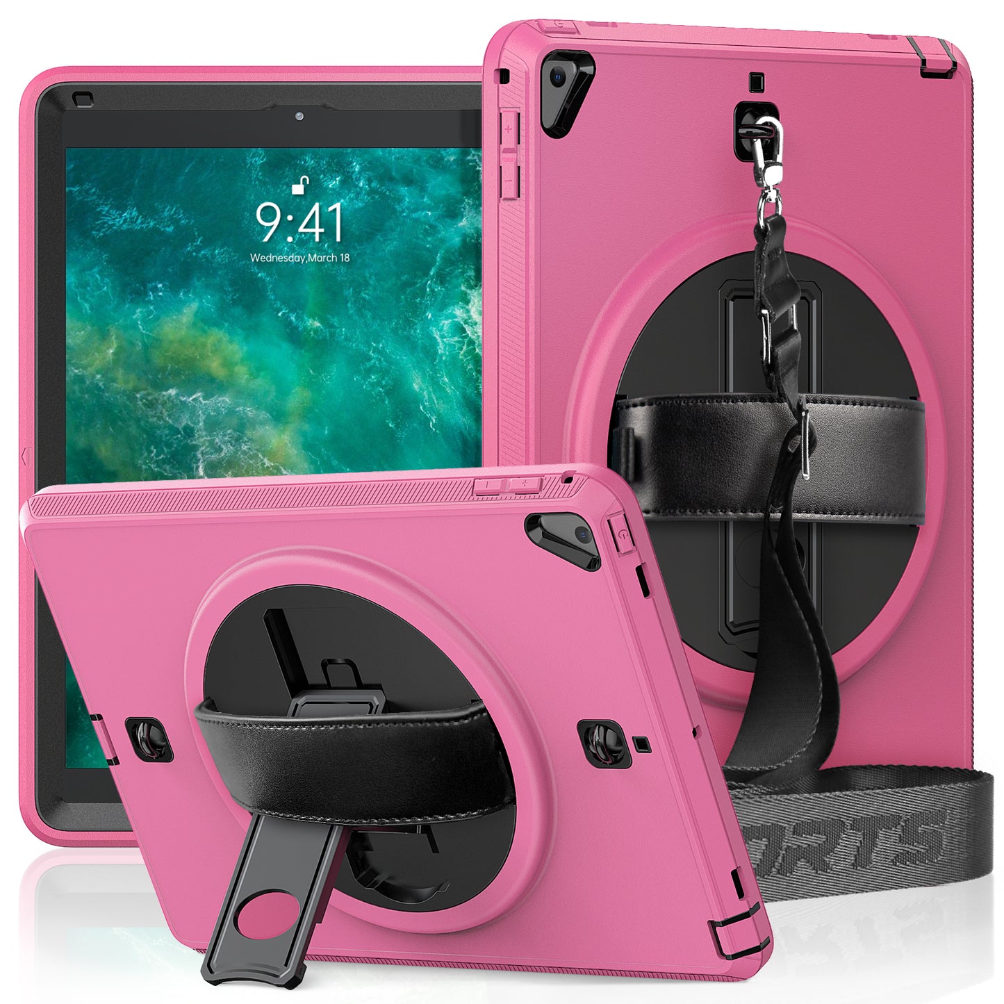 Coolinan Built-in Screen Protector Apple iPad 5 Case Hand Strap