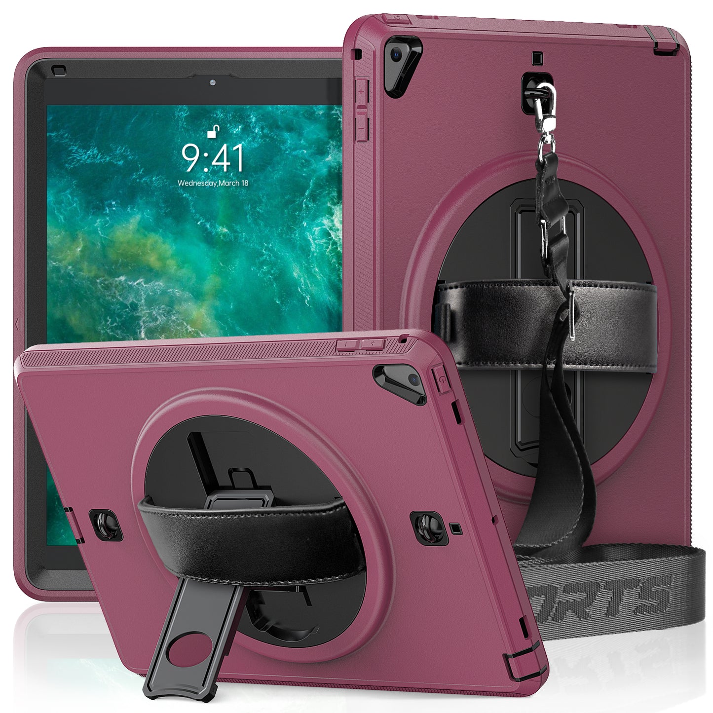 Coolinan Built-in Screen Protector Apple iPad Pro 9.7 Case Hand Strap