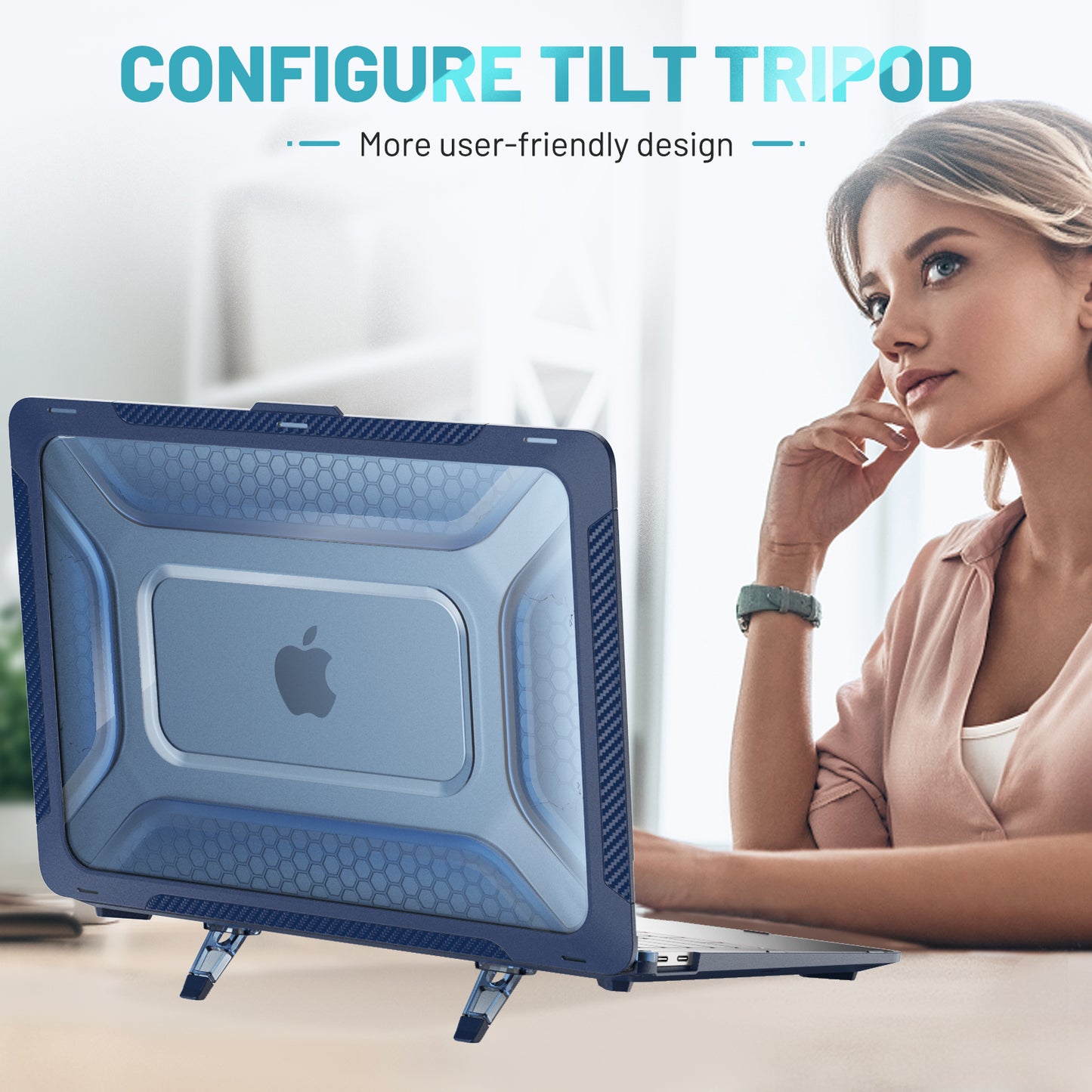 Hive Anti-slip TPU MacBook Air with Touch ID 13.3 A1932 Case Foldable Stand