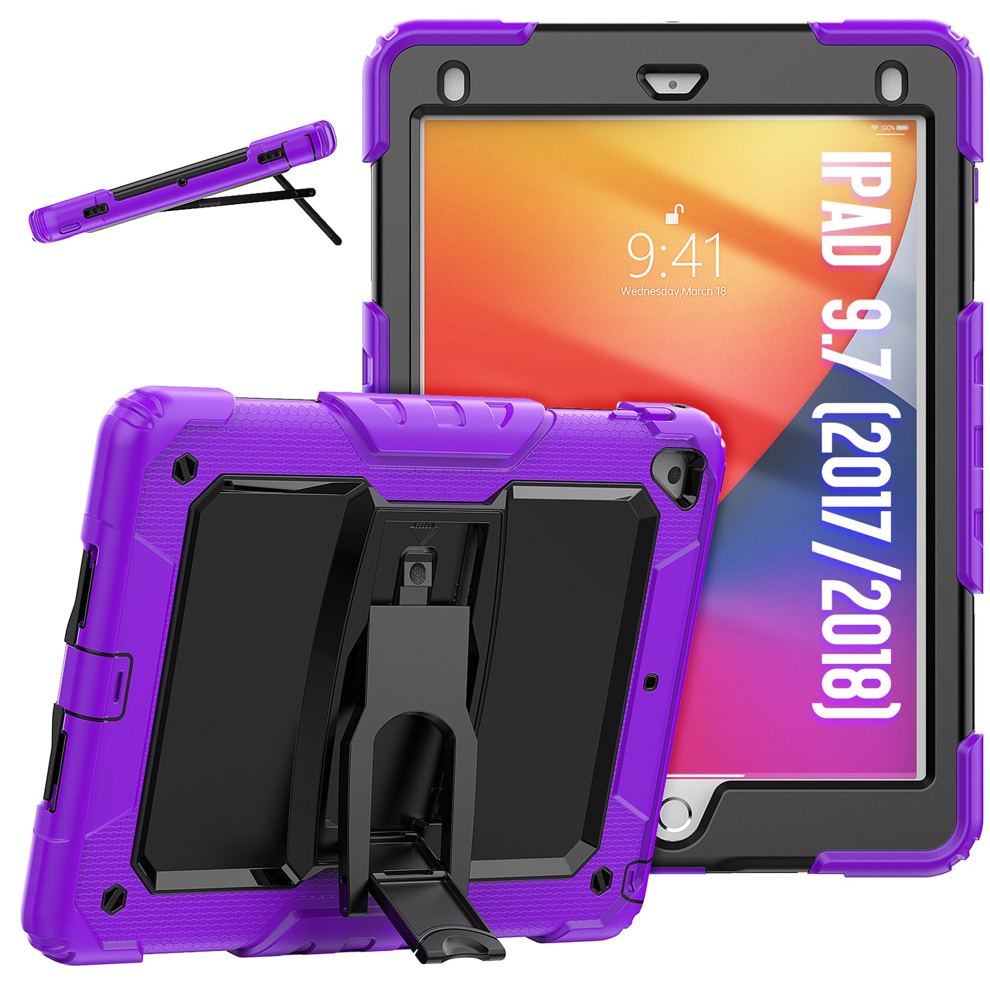 Kickstand Built-in Screen Protector Apple iPad 5 Case Shoulder Strap