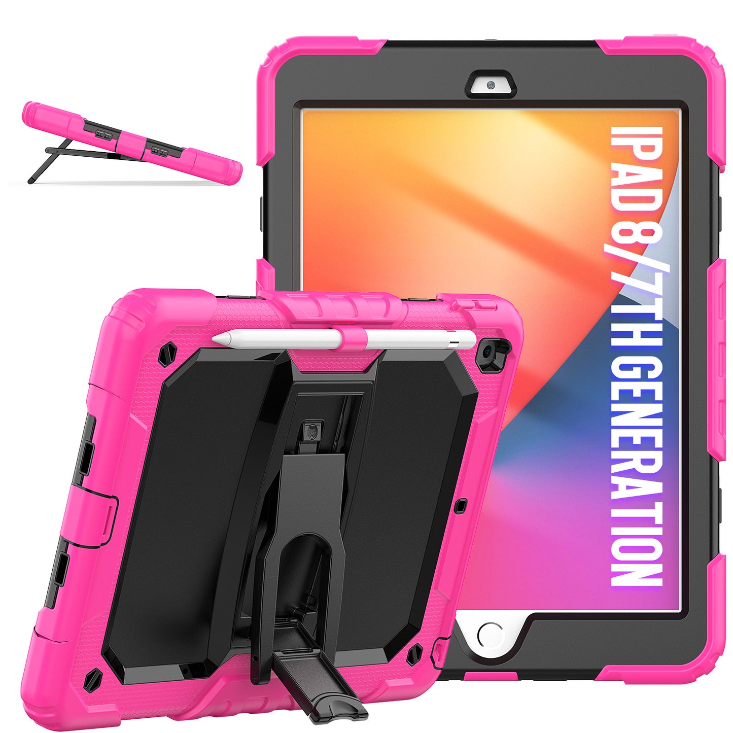 Kickstand Built-in Screen Protector Apple iPad 7 Case Shoulder Strap