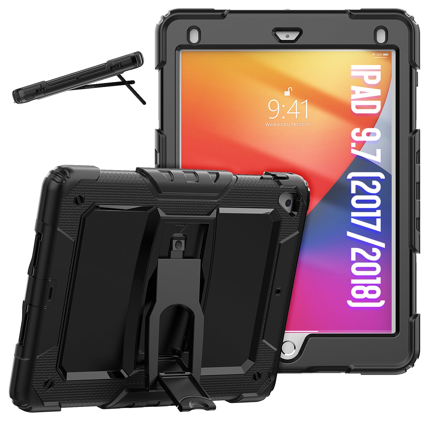 Kickstand Built-in Screen Protector Apple iPad 5 Case Shoulder Strap