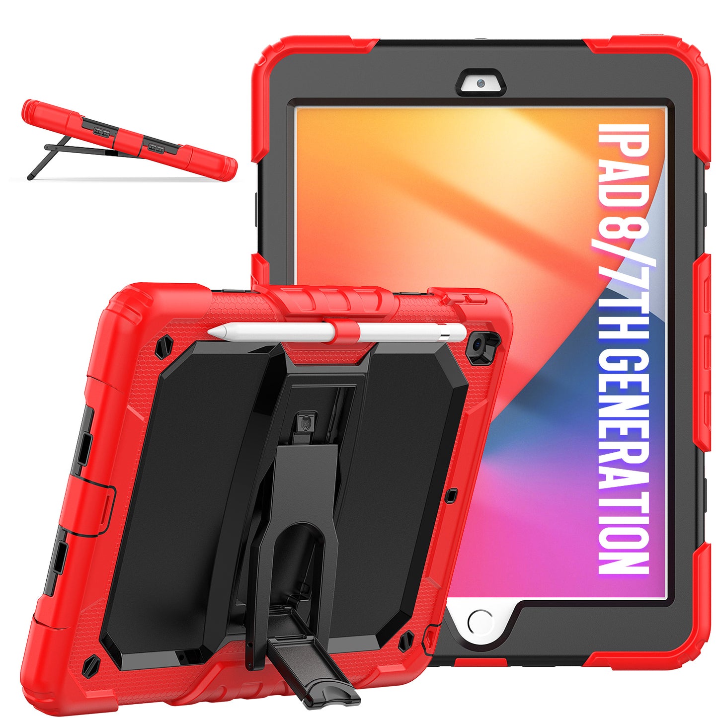 Kickstand Built-in Screen Protector Apple iPad 9 Case Shoulder Strap