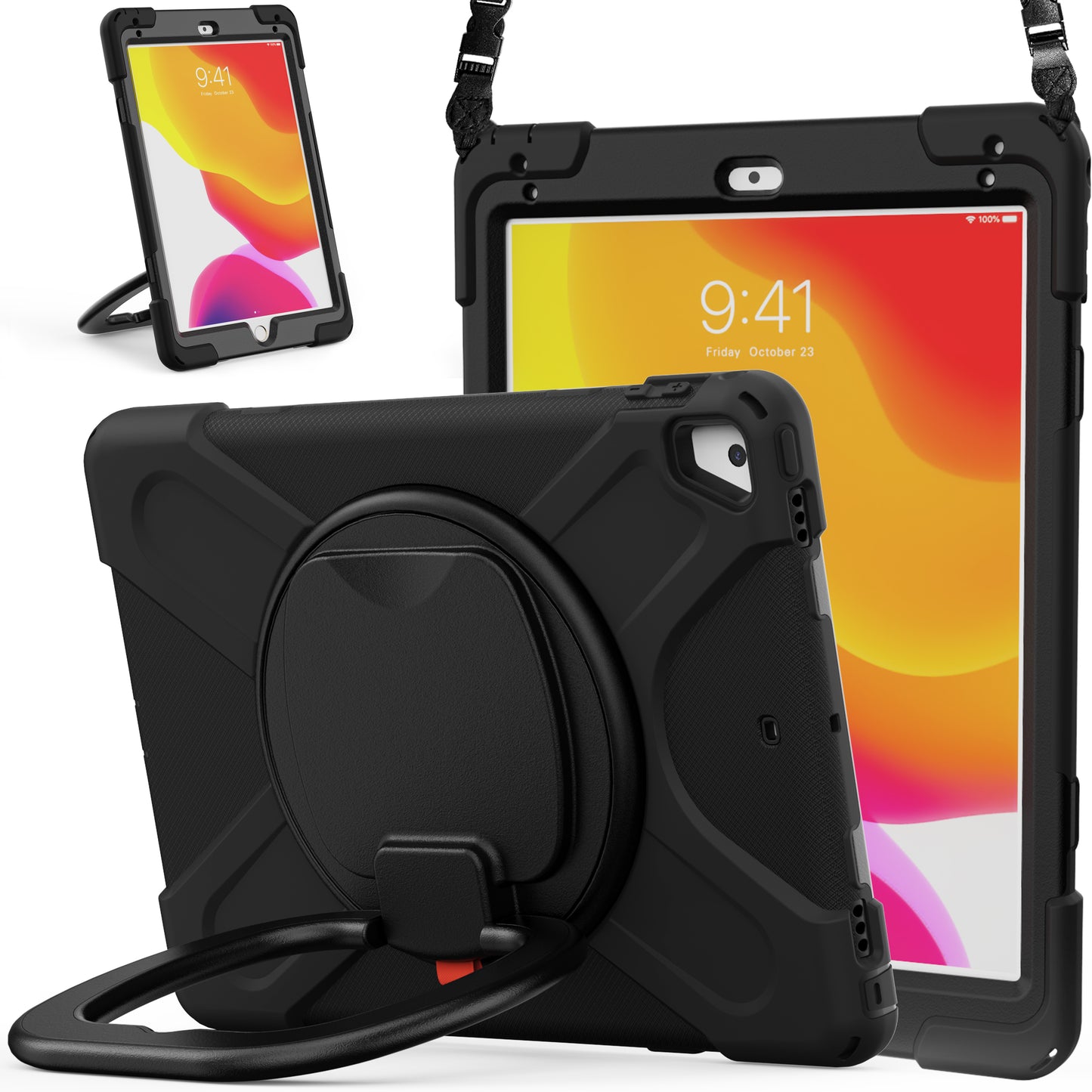 Pirate Box Apple iPad 6 Case Hook Stand Rotating Hand Shoulder Strap