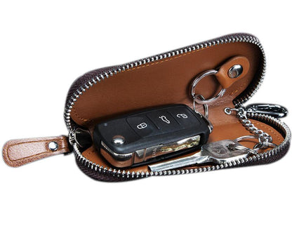 Men's Genuine Leather Keychain Car Bag Fashion Casual Zipper Slim