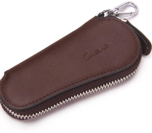 Men's Genuine Leather Keychain Car Bag Fashion Casual Zipper Slim