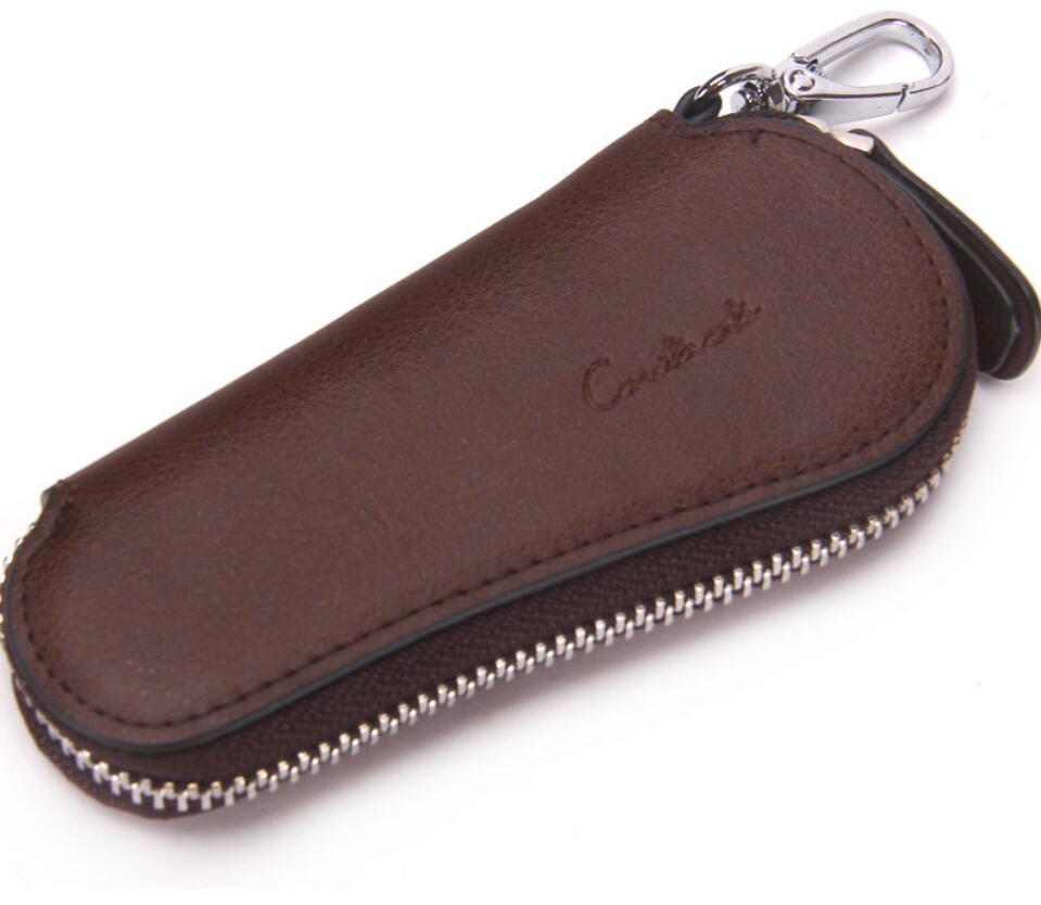 Men's Genuine Leather Keychain Car Bag Fashion Casual Zipper Slim