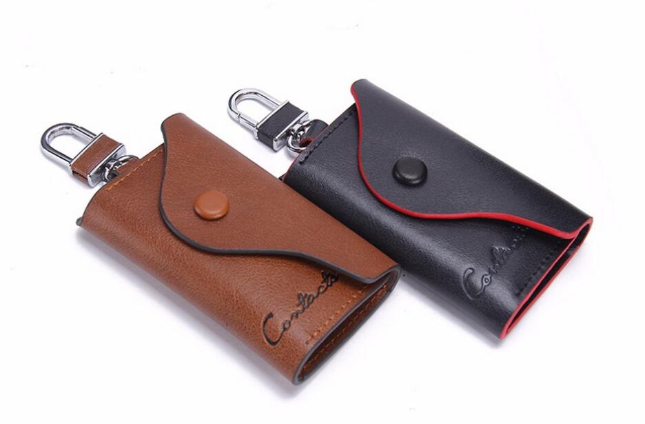 Men's Genuine Leather Keychain Belt Hold Tri-fold with Buckle Fashion