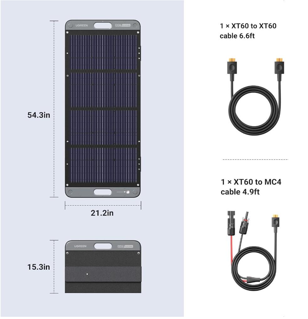 100W Portable Solar Panel Foldable Kickstand Smart Sunlight