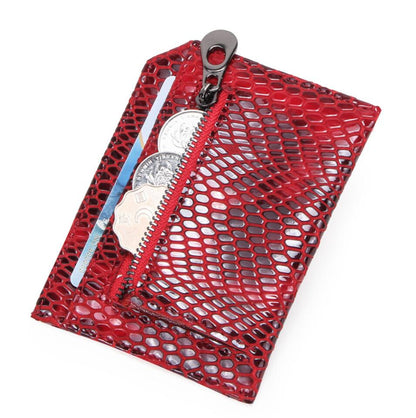 Women's Genuine Leather Wallet Fashionable Snake Pattern RFID Card Holder Theft Brush