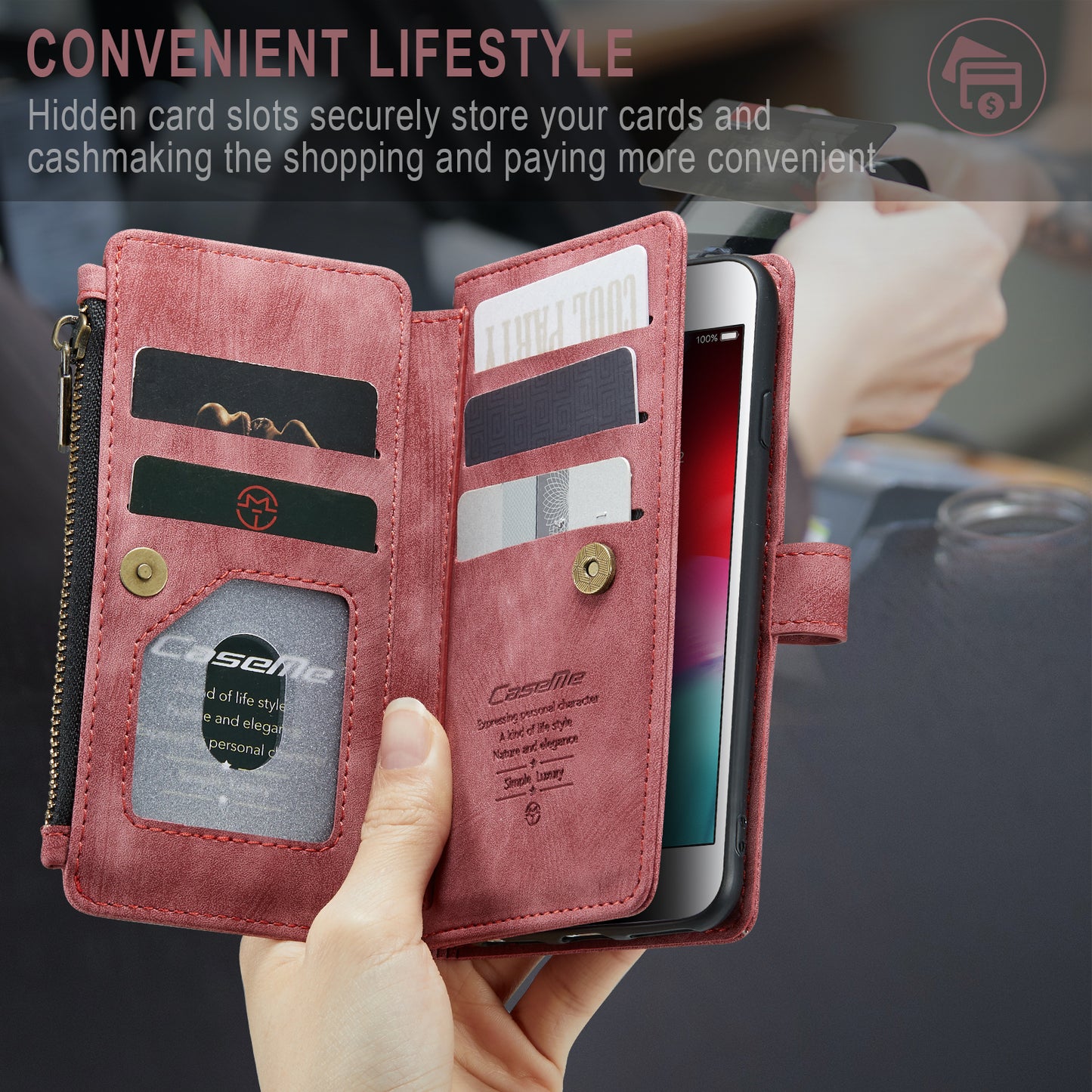 Multi-card Hand Strap Apple iPhone 8 Case Double Fold Stand