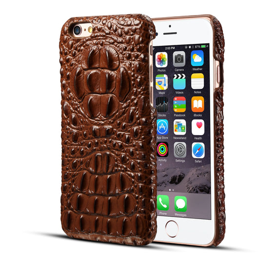 High-end Crocodile Head iPhone SE 2022 Genuine Leather Cover Deluxe Back