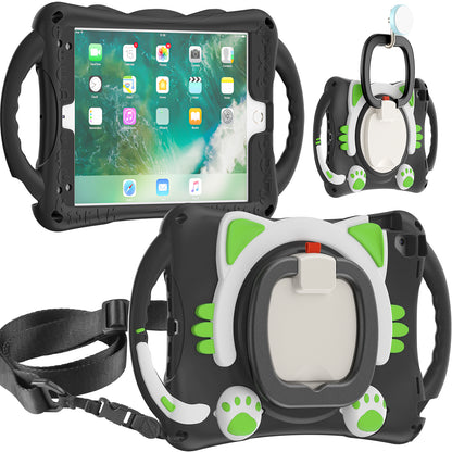 Stereoscopic Cat Apple iPad 6 Case Kids Rotating Handle Grip