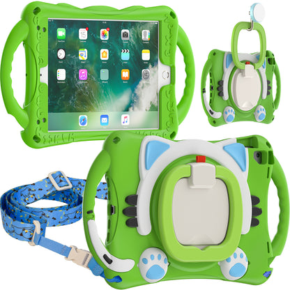 Stereoscopic Cat Apple iPad 5 Case Kids Rotating Handle Grip