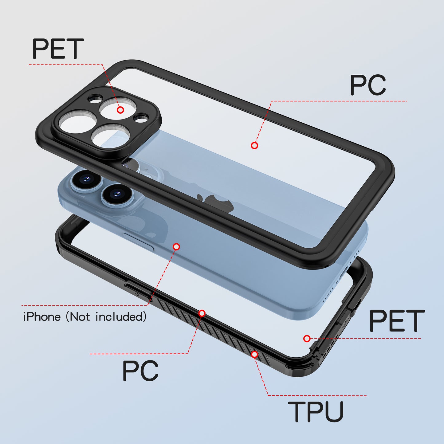 Twill Swimming IP68 Waterproof Apple iPhone 15 Pro Case Bumper Combo