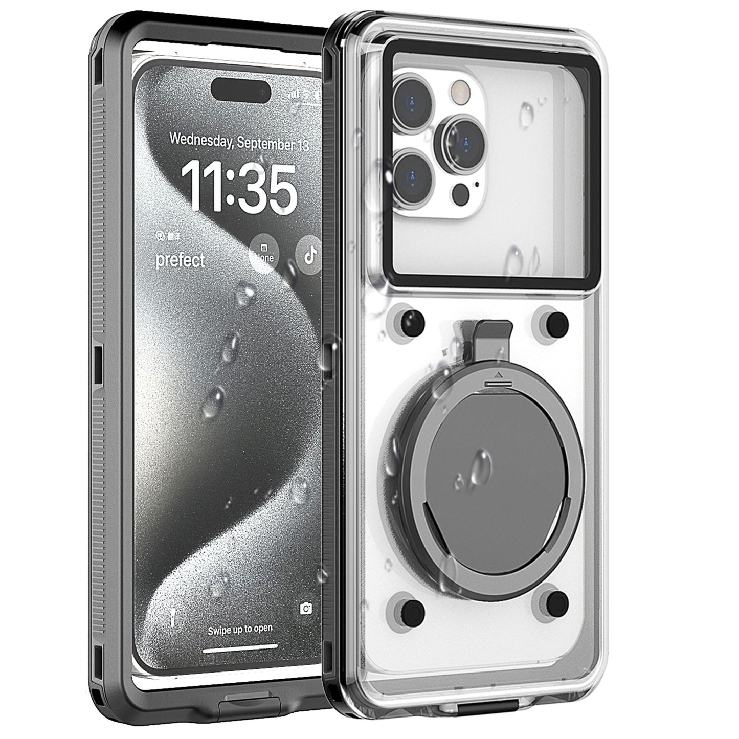 Ultramarine Technology 10m Waterproof Phone Case with Built-In Stand & Direct Charging Port