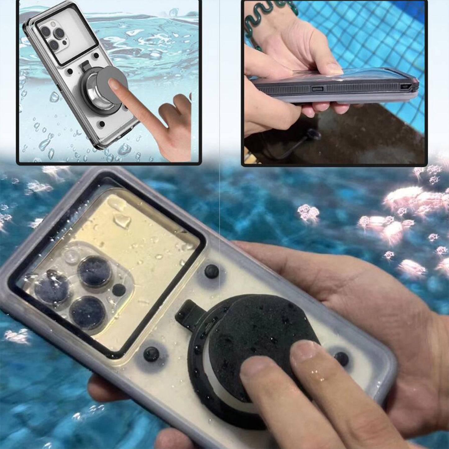 Ultramarine Technology 10m Waterproof Phone Case with Built-In Stand & Direct Charging Port