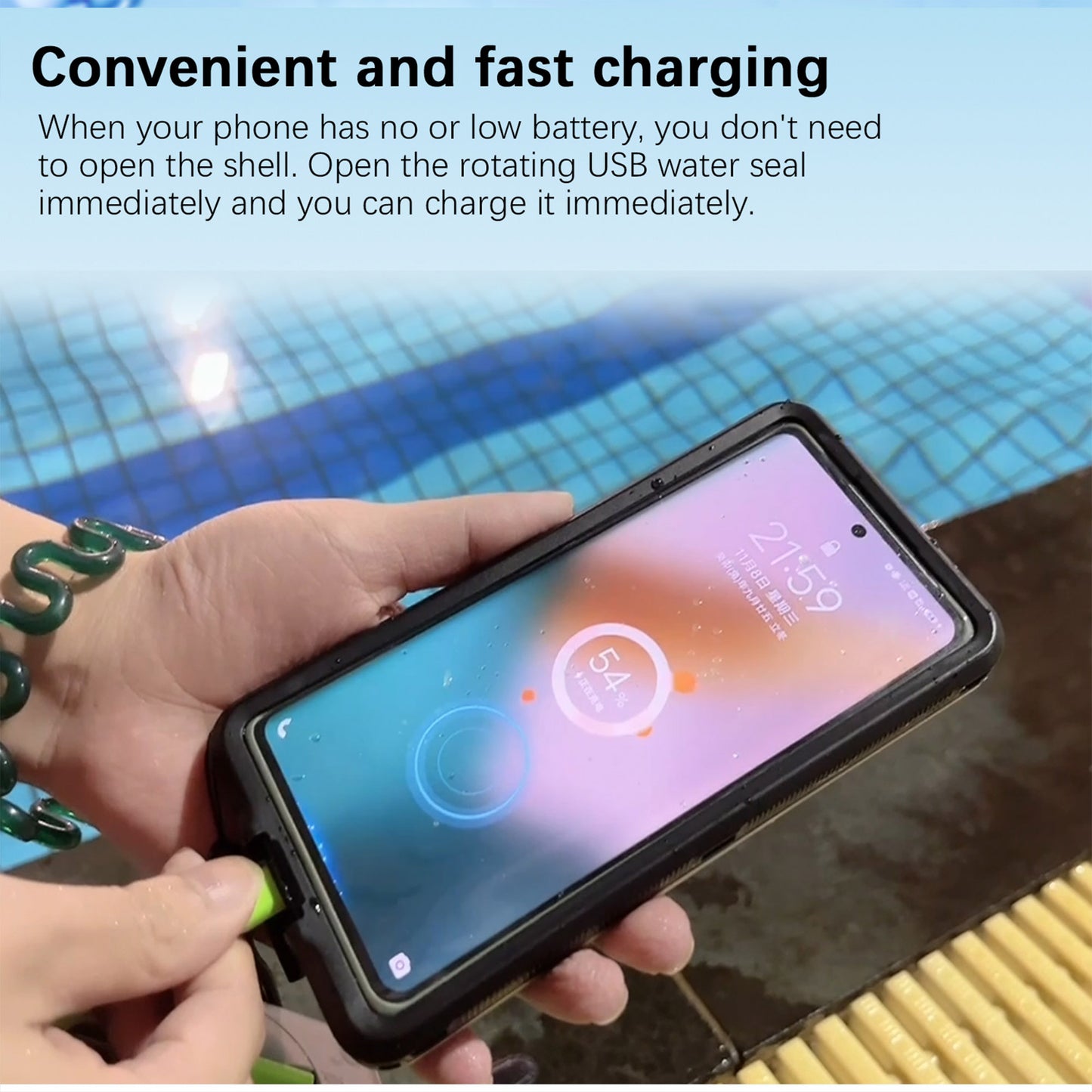 Ultramarine Technology 10m Waterproof Phone Case with Built-In Stand & Direct Charging Port