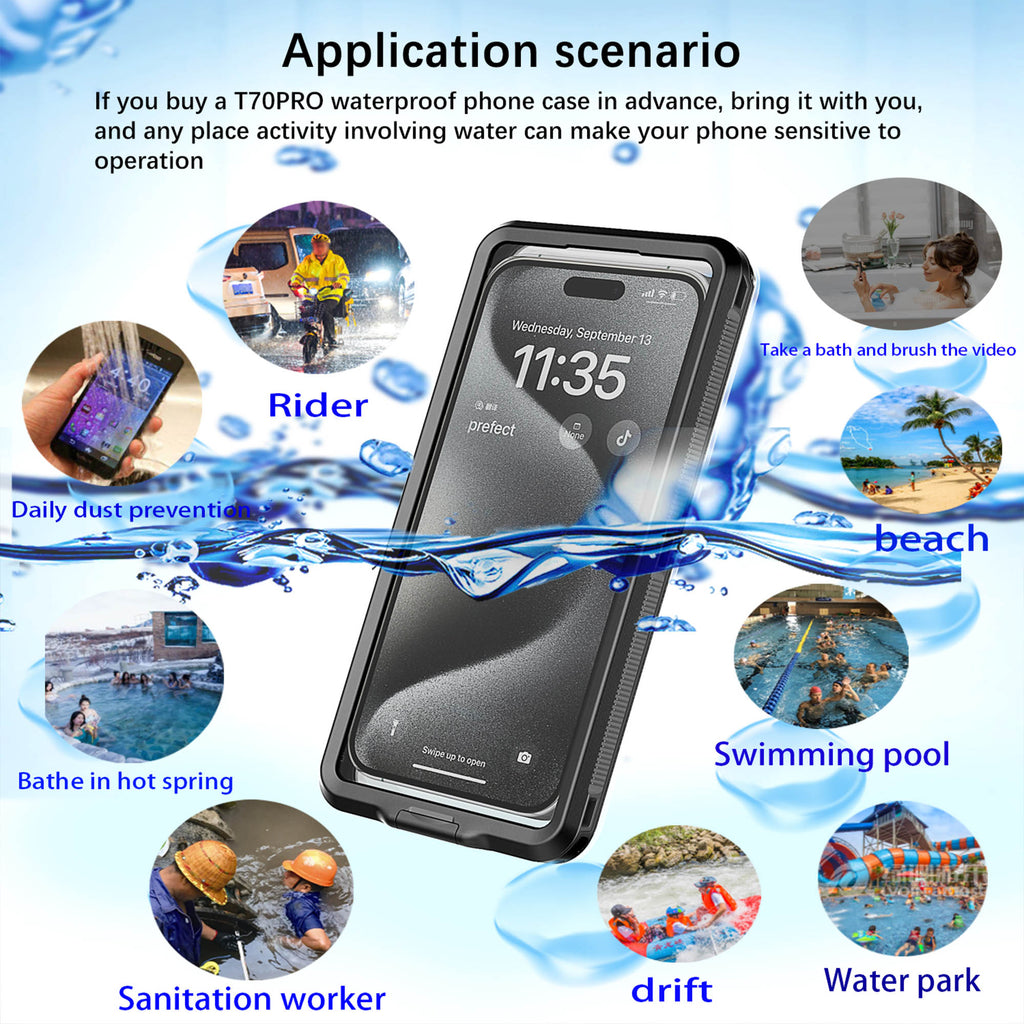 Ultramarine Technology 10m Waterproof Phone Case with Built-In Stand & Direct Charging Port