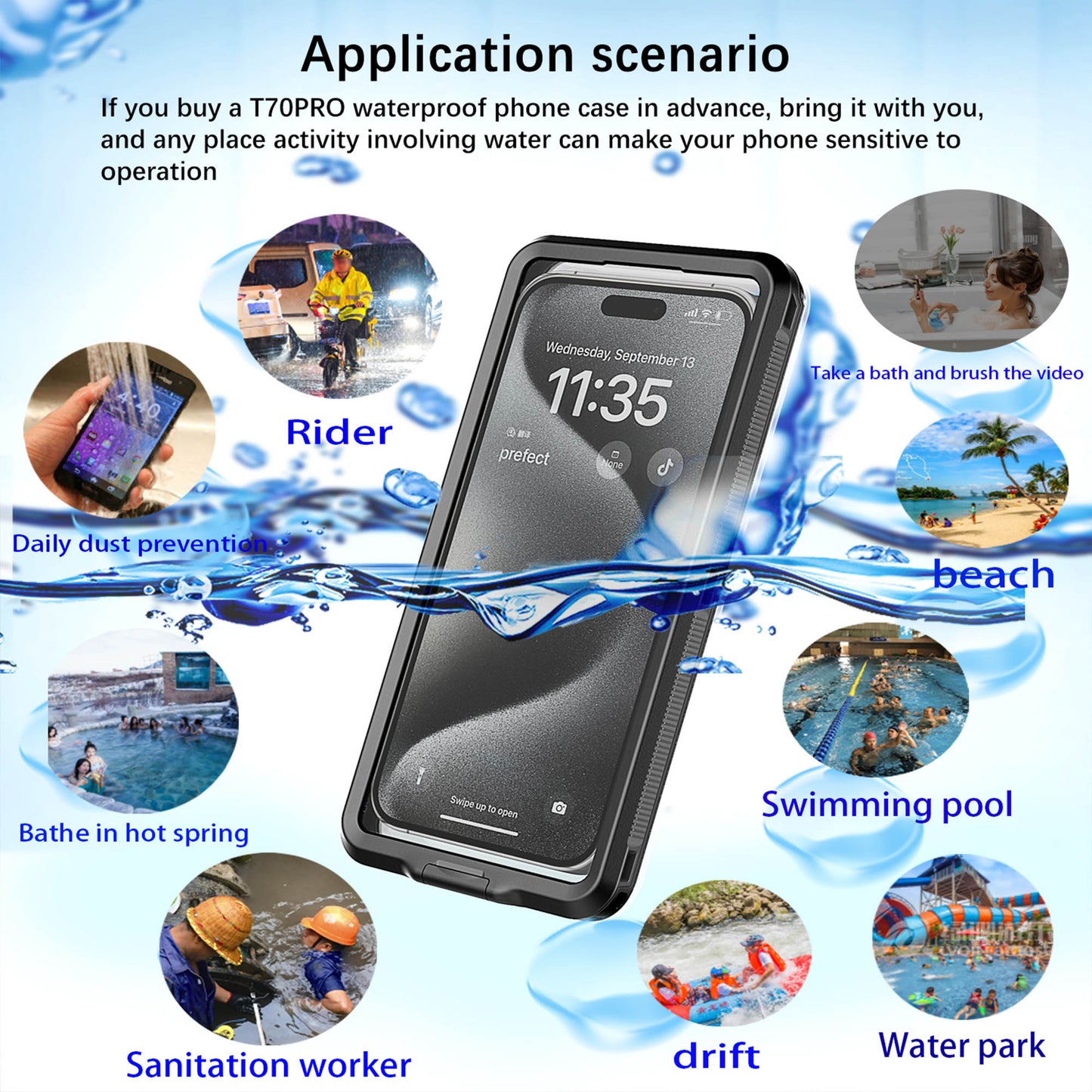 Ultramarine Technology 10m Waterproof Phone Case with Built-In Stand & Direct Charging Port