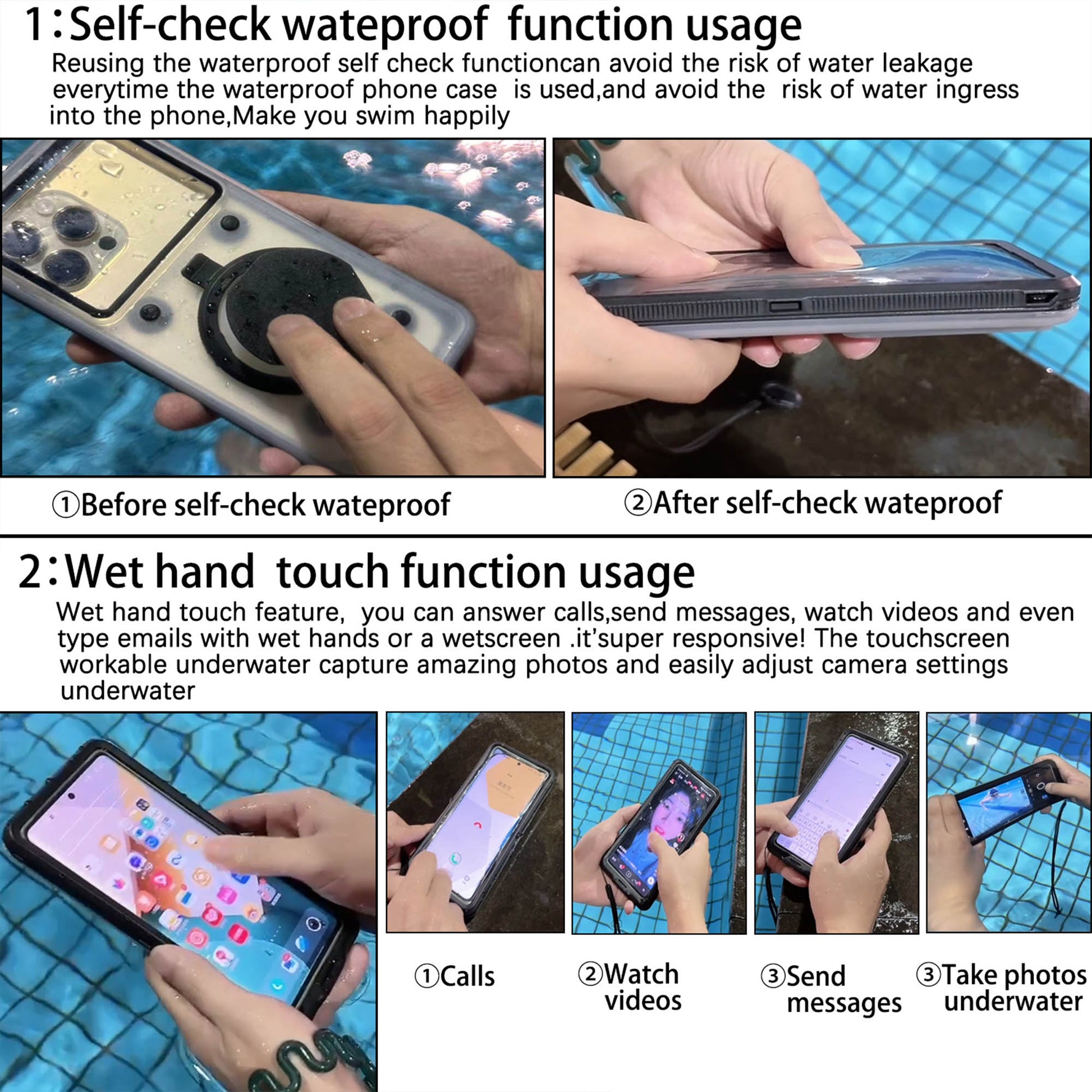 Ultramarine Technology 10m Waterproof Phone Case with Built-In Stand & Direct Charging Port