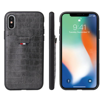 Crocodile Leather iPhone Xs Max Case Business Card Holder Deluxe