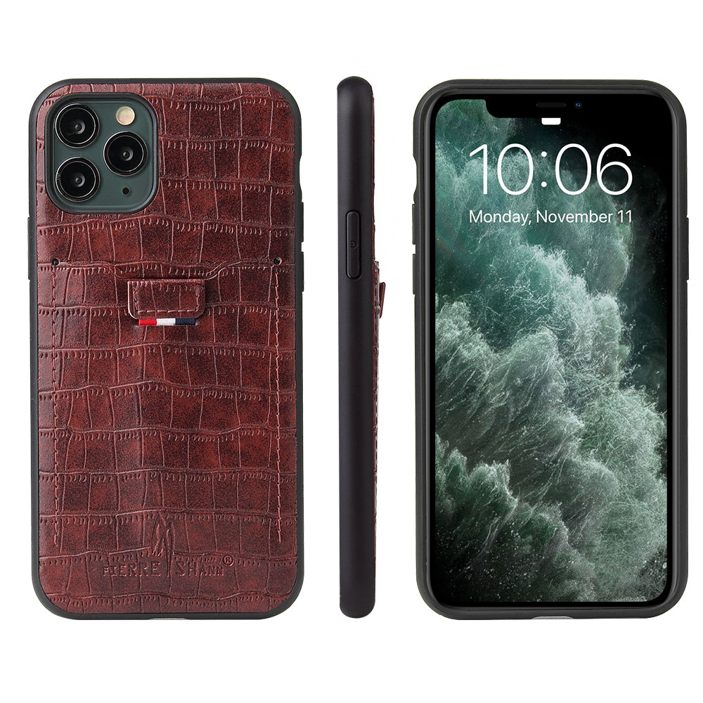 Crocodile Leather iPhone 11 Pro Case Business Card Holder Deluxe