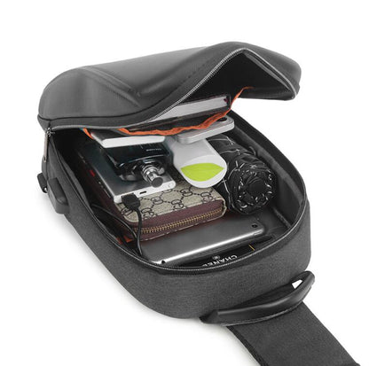 Men's Oxford Fanny Pack Chest Bag Tablet Anti-theft Waterproof USB Charging Diagonal Span