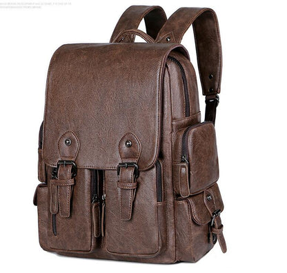 Men's PU Leather Backpack Laptop Bag High-grade Classical Postman Official Travel