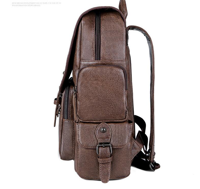 Men's PU Leather Backpack Laptop Bag High-grade Classical Postman Official Travel