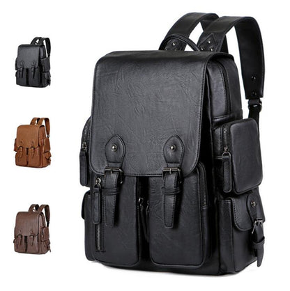 Men's PU Leather Backpack Laptop Bag High-grade Classical Postman Official Travel