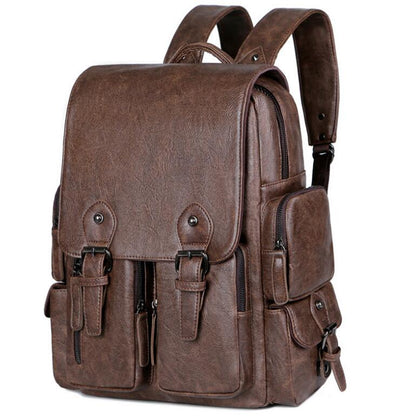 Men's PU Leather Backpack Laptop Bag High-grade Classical Postman Official Travel