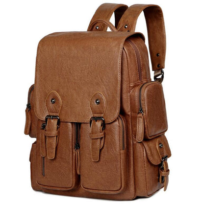 Men's PU Leather Backpack Laptop Bag High-grade Classical Postman Official Travel