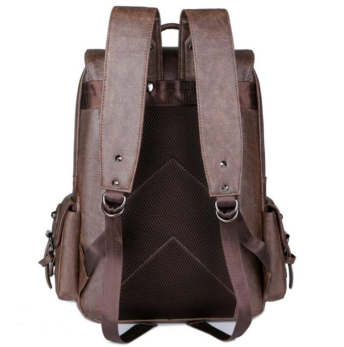 Men's PU Leather Backpack Laptop Bag Oversized Travel High-quality Double Outdoor