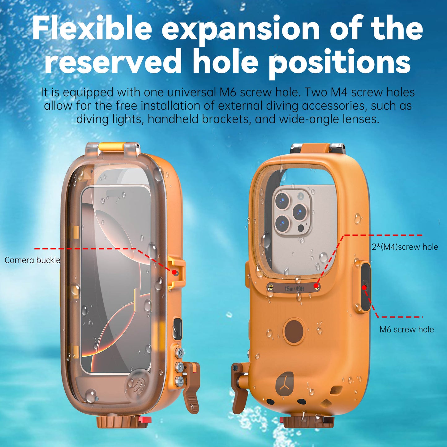 Ultramarine Technology 15m Waterproof Diving Phone Case with Ergonomic Handle Capybara