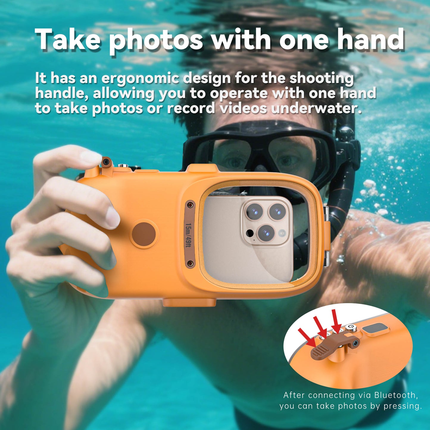 Ultramarine Technology 15m Waterproof Diving Phone Case with Ergonomic Handle Capybara