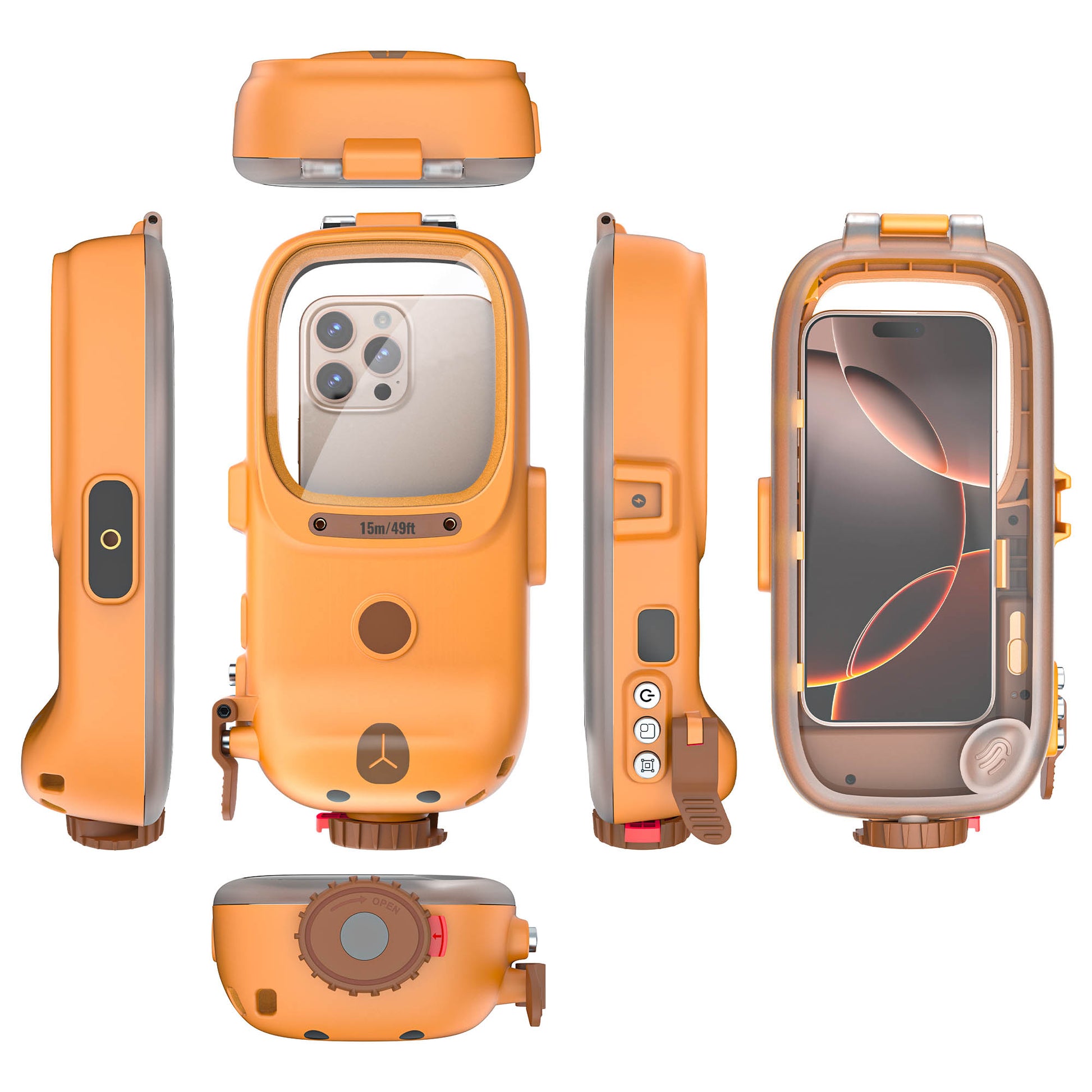 Ultramarine Technology 15m Waterproof Diving Phone Case with Ergonomic Handle Capybara