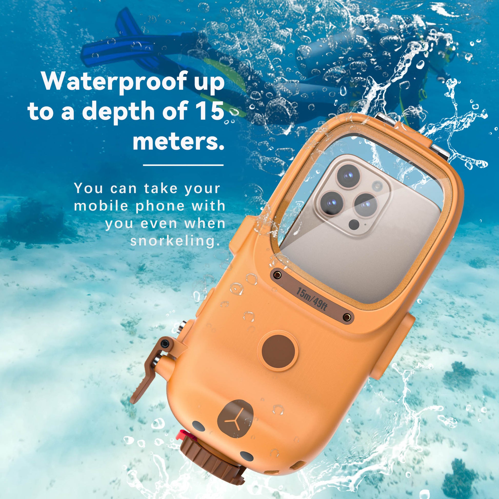 Ultramarine Technology 15m Waterproof Diving Phone Case with Ergonomic Handle Capybara