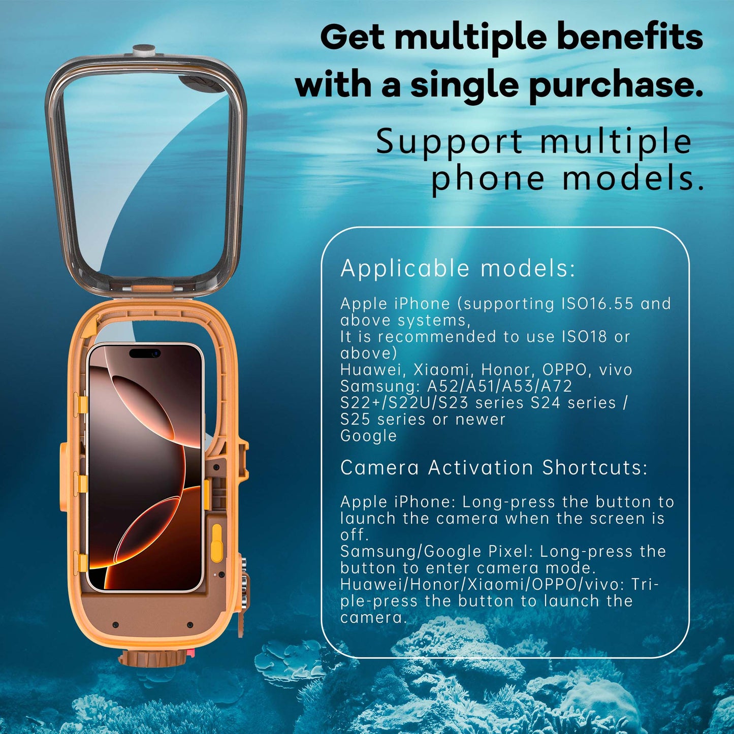 Ultramarine Technology 15m Waterproof Diving Phone Case with Ergonomic Handle Capybara