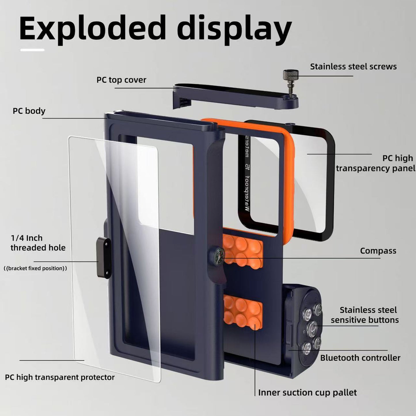 Ultramarine Technology 15m Waterproof Professional Diving Phone Case with Bluetooth Controller