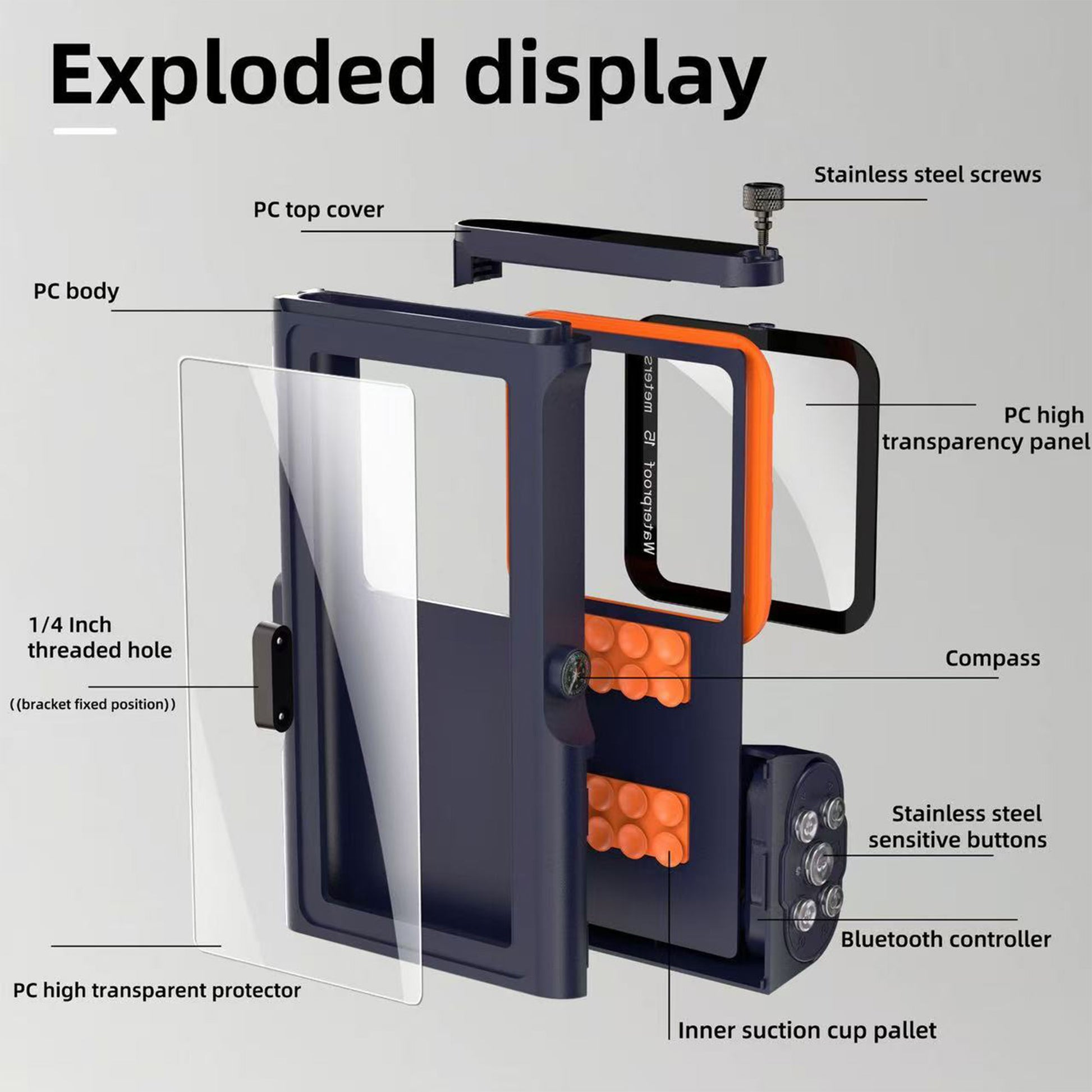Ultramarine Technology 15m Waterproof Professional Diving Phone Case with Bluetooth Controller