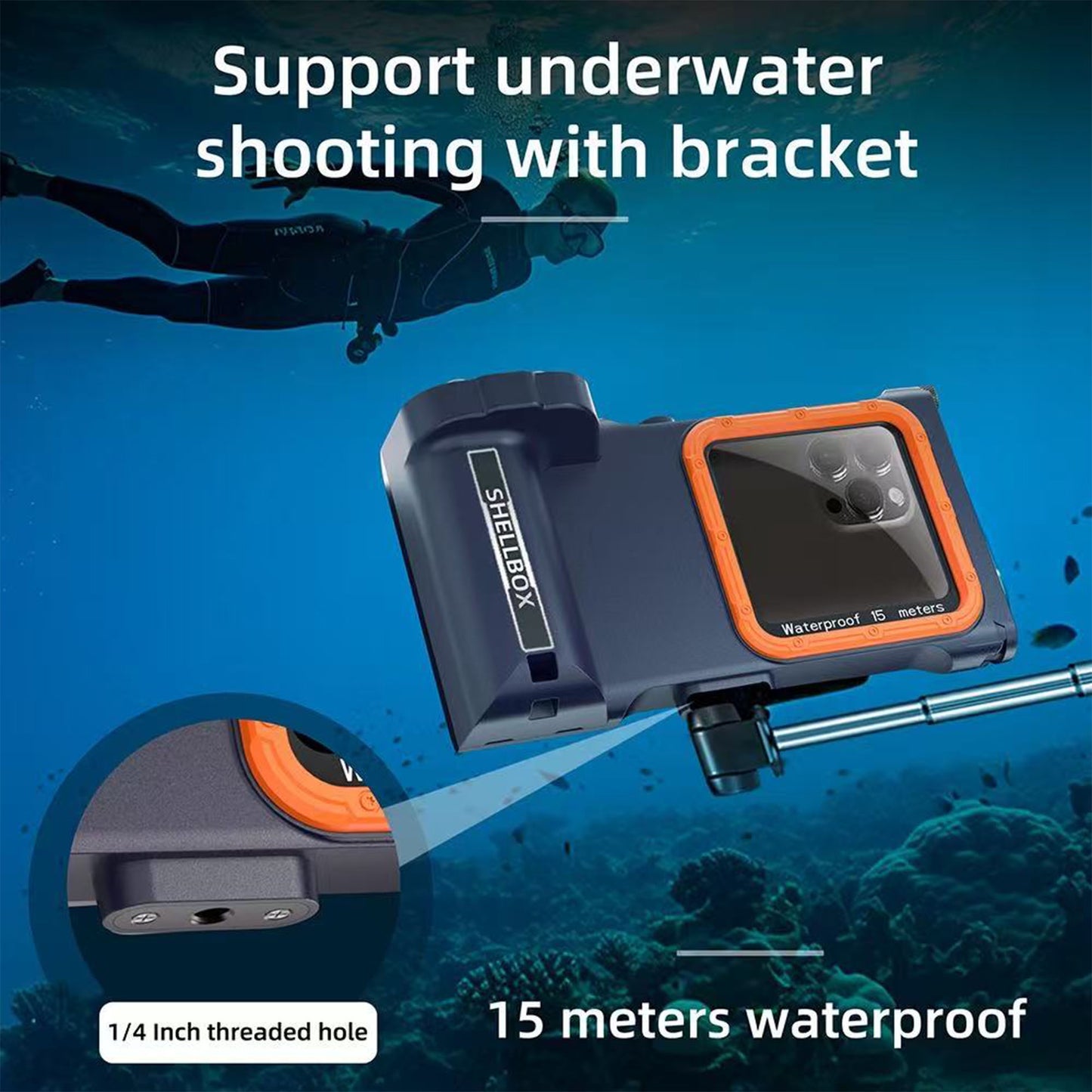 Ultramarine Technology 15m Waterproof Professional Diving Phone Case with Bluetooth Controller