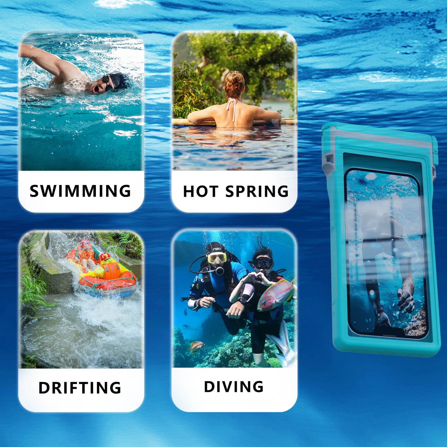 Ultramarine Technology 15M Waterproof Under-Water Phone Case | Universal Diving Pouch Phone Pouch
