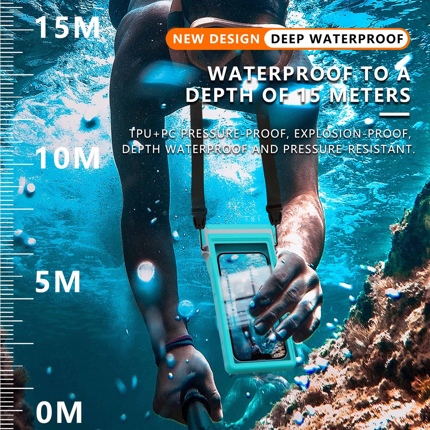 Ultramarine Technology 15M Waterproof Under-Water Phone Case | Universal Diving Pouch Phone Pouch