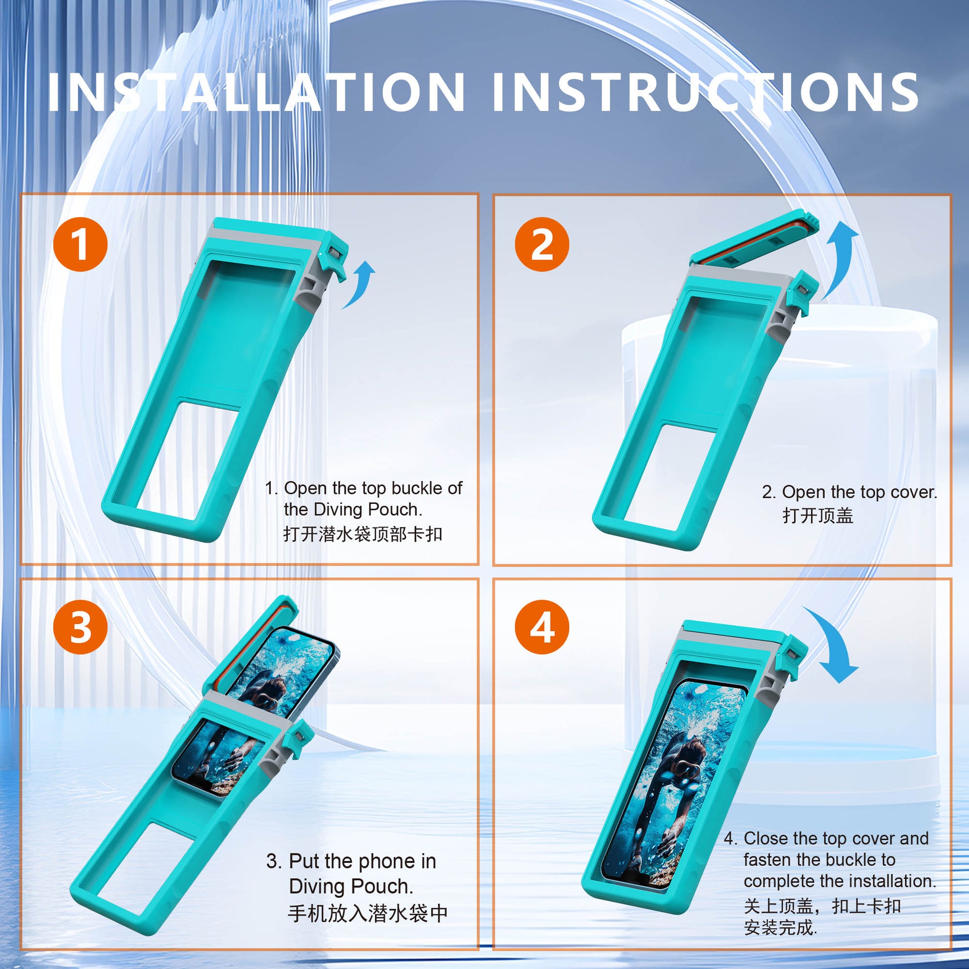 Ultramarine Technology 15M Waterproof Under-Water Phone Case | Universal Diving Pouch Phone Pouch