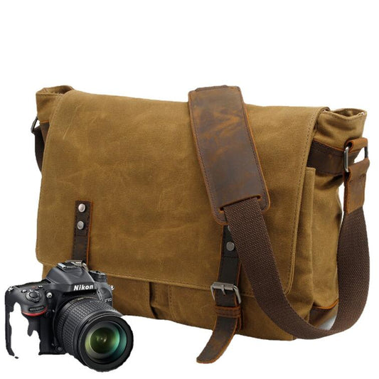 Men's Canvas Camera Bag Waterproof SLR Photo Cross-body Retro