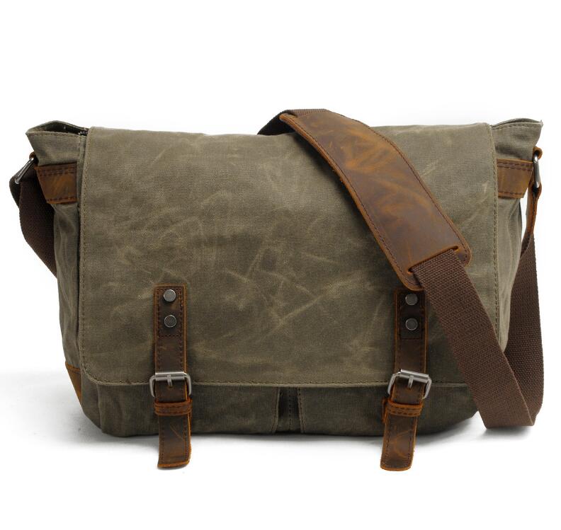 Men's Canvas Messenger Bag Tablet Casual Cross-body Retro Large Capacity